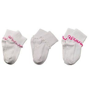 Girls Cotton Lettuce Ripple EdGE 3 Pair Socks